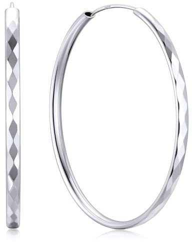 Boucles d'oreille Femme Tendance Creole Argent Anneaux Boucles d’oreilles 50mm Bijoux Anneau Oreille pour Fille