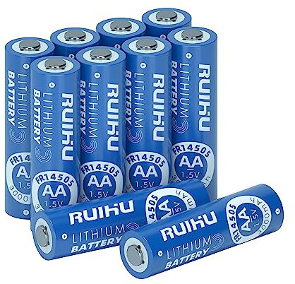 RUIHU AA-Batterien, 10 Stück Lithium-Eisen-Doppel-A-Batterien, 1,5 V 3000 mAh Langlebigere AA-Lithium-Batterien für Taschenlampe, Spielzeug, Fernbedienung, Nicht wiederaufladbar(Lithium AA-10 Stück)