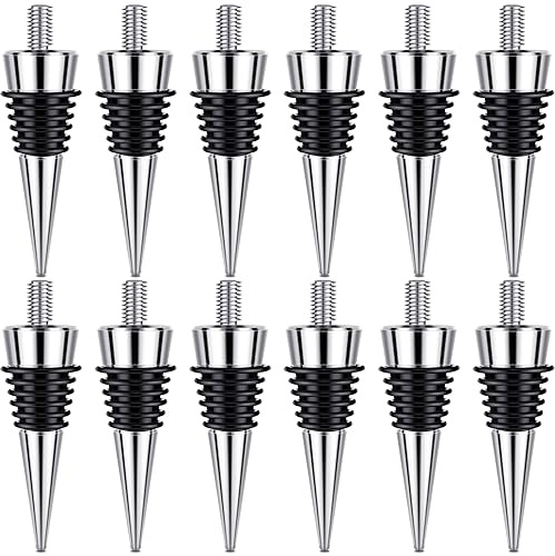 12 Pieces Metal Bottle Stopper 16 x 3/8 Blank Stainless Steel Wine Bottle Stopper Kit Reusable Wine Saver Corks Chrome Bottle Stopper Set Hardware for Wedding Wine Party Bar Turning