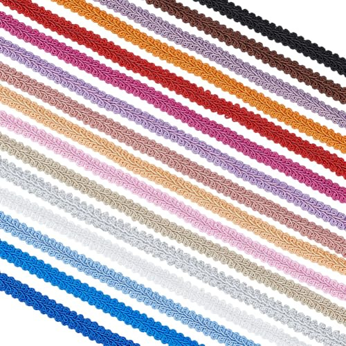 PH PandaHall 16 Colors Gimp Braid Trim 32m Embroidery Braided Lace Trim 11-12mm Wide Woven Trimmings Decorative Twist Trim Ribbon for Sewing DIY Crafts Costume Home Decor