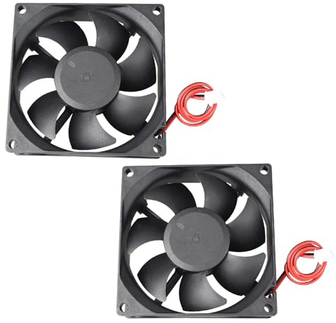 Jopto 2 st mini borstlös tyst 3D-skrivarfläkt 80 x 80 x 25 mm 8025 DC 12 V oljelager med 2 stift terminaler kompatibel med 3D-skrivare PC CPU kylare datorfodral för gör-det-själv med 26 cm/10,24 tum