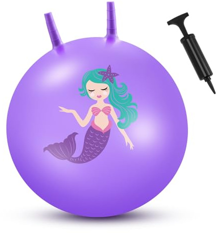Blulu Palle Tramoggia da 60 cm Pallone Gonfiabile per Saltare Palla Gigante Rimbalzante con Pompa per Esercizi Interno Esterno Giochi Giardino (Sirena)