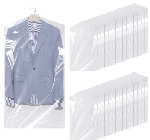 Hejo 30 Piezas Fundas Ropa Armario de Plástico, 60 * 90cm Funda Ropa Armario, Funda Traje, Fundas Ropa Antipolvo, para Camisas, Chaquetas, Trajes, Jerseys