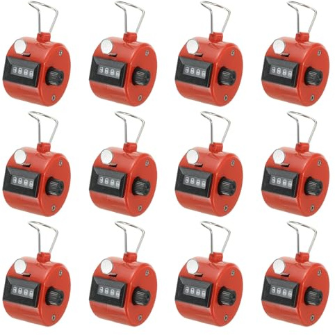 PATIKIL Contatore Clicker, 12Pz 4 Cifre Contatore Click Pitch Meccanico Portatile per Allenamento Maglia, Golf, Giro, Pesca, Rosso
