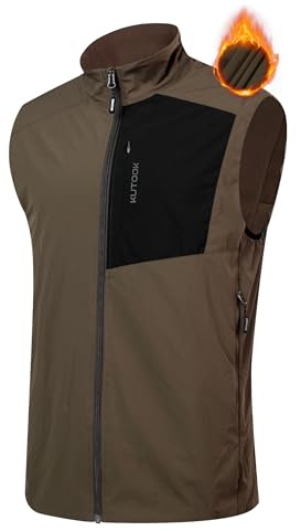 KUTOOK Gilet Uomo Invernale Sportivo in Pile Softshell - Antivento per Trekking, Golf, Montagna, Escursionismo, Ciclismo e Altre Attività Outdoor