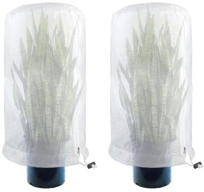 2x Housse Hivernage pour P-lantes, Voile Hivernage P-lante Exterieur, Housse de Protection P-lantes en Pot avec Fermeture Éclair et Cordon, Bache Protection P-lante pour Palmier Citronnier Arbre