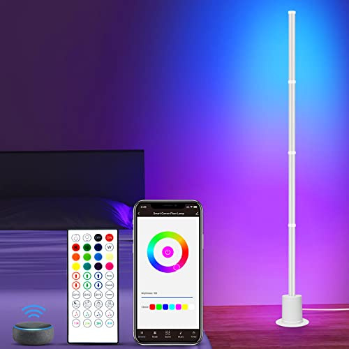 PANACARE Smart Stehlampe, WLAN LED Stehleuchte RGB Arbeitet mit Alexa/Dimmbar/Timing/Music Sync, Ecklampe Lichtsaeule Nachtlicht für Wohnzimmer, Schlafzimmer, Hausdekoration（143cm/56.3inch）