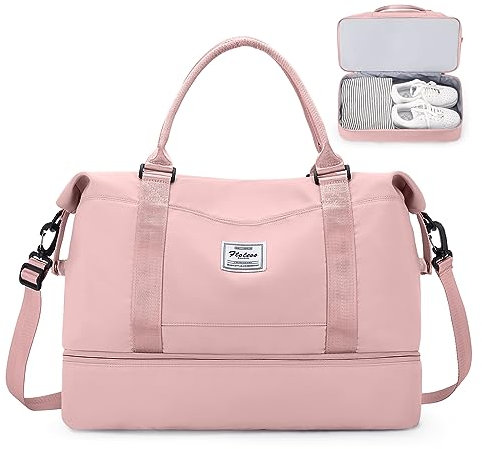 Sac de Voyage pour Femme,Cabine Avion Easyjet Bagage à Main Léger,Sac fourre-Tout de Sport Imperméable pour Week-End avec Compartiment à Chaussures pour Travel Gym Danse,B3-Rose