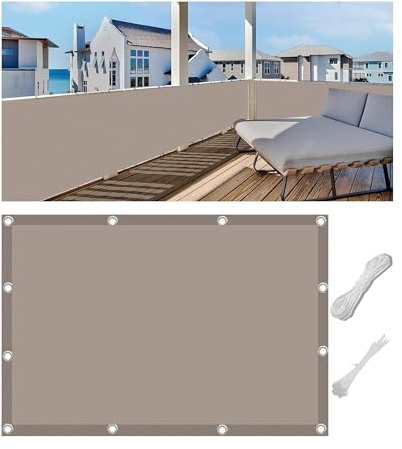 Woace Frangi-Vista Balcono Impermeabile Telo per Privacy del Balcone PES Schermi Divisori e Protettivi per Balconi Protezione UV per Ringhiere di Appartamenti Giardino Esterno Cachi 75x900cm