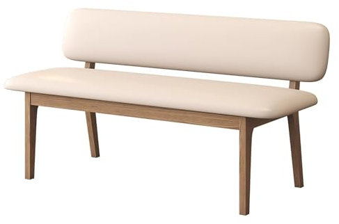 ZXTRYBHD Banco Comedor de Madera con Cuero Sintético, Banco de Cocina de Estilo Rústico, Banco de Entrada con Respaldo, para Cocina, Salón de té, Balcón(110cm/43.3in)