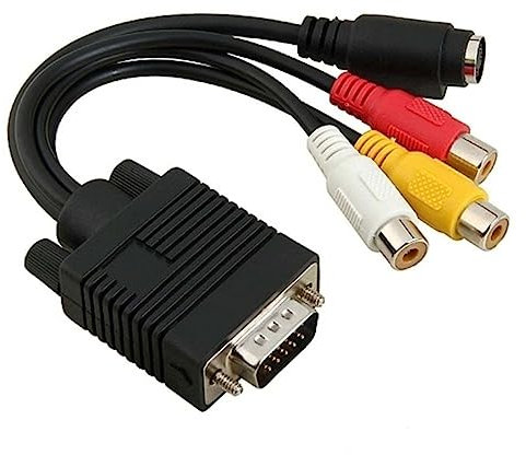 DIYEAH Adattatore Vga Rca Con Uscita S-video Cavo Convertitore in Rame e Pvc Compatibile Con Schede Vga Tv-out Per Laptop e Desktop