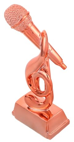 Cabilock Premio Canoro Statua in Resina Microfono Decorazione Per Casa Ufficio Karaoke Premio Concorso Di Oratoria Divertente (color Rame)