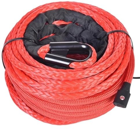 Cavo For Verricello Sintetico Da 10 Mm X 26 M, 22000 Libbre, Con Guaina Protettiva Nera For ATV (U*T*V), SUV (nero)(Red)