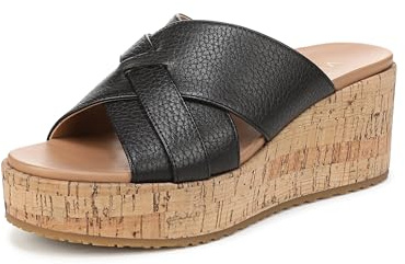 Vionic Dawn Slide Sandals Black Leather 9.5 M