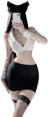 WHSY127 Ensemble de Lingerie Cosplay pour Femmes, Costume de secrétaire, Uniforme serré pour Dames de Bureau, Tenue de Jeu de rôle