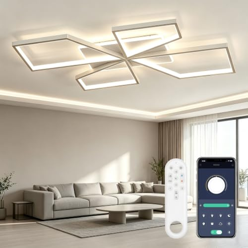 OTREN Plafon LED Techo Regulable, 78CM Lampara Techo Salon con Mando a Distancia para Dormitorio Comedor, Blanco 72W