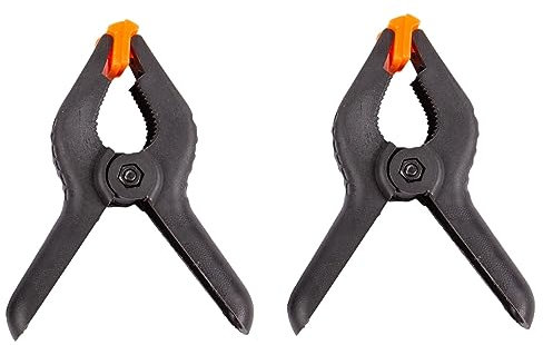 Blackspur 2X Black 114mm Heavy-Duty Spring Clamps - Large Plastic Wood Grip Woodwork Garden Pool Cover Backdrop Clamp Clips