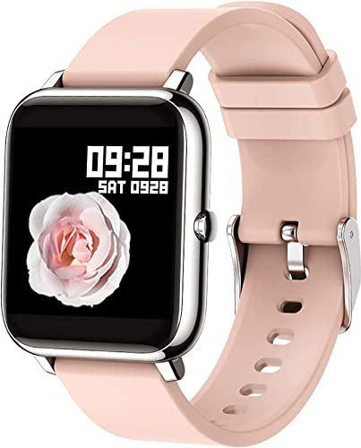 Popglory Smartwatch Uomo Donna, Notifiche WhatsApp e Chiamate,Contapassi SpO2 Pressione Sanguigna Cardiofrequenzimetro,Orologio Sportivo per Android iOS