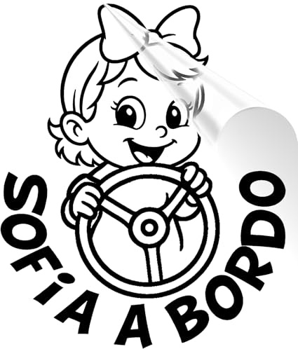Adesivo Bimbo o Bimba a Bordo Personalizzato – Tanti Modelli Diversi – 3 Misure – Nome Incluso – Sticker Auto in Vinile Resistente – Facile da Applicare – Made in Italy by Stickeredo