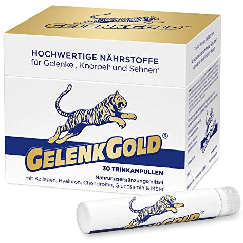 GelenkGold Gelenk-Ampullen 30 Kollagen Trinkampullen á 25ml, Collagen Drink mit Hyaluronsäure für Gelenke Knorpel und Sehnen