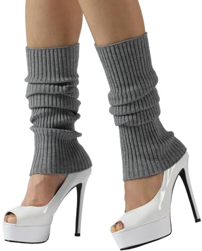 Nanxson Jambières Guêtres pour Femmes d'Hiver Tricoté Chauffe-jambes pour la Danse Ballet Yoga 80s Accessoires (A-Gris)