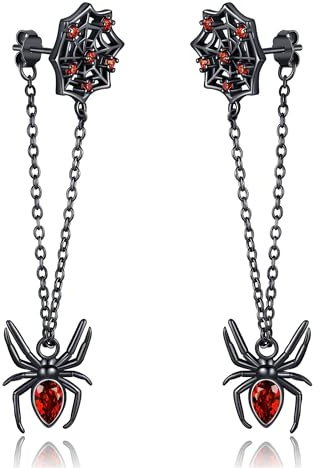 DAYLINLOVE Spinnen-Ohrringe 925 Sterling Silber Schwarz Spinnennetz Ohrringe Gothic Ohrringe Halloween Schmuck Geschenke für Frauen Spinne Liebhaber