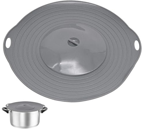 HVIHWI Spill Stopper Lid Cover, Silicone Boil Over Protection and Splash Guard for Pans and Pots 11.4 Inches, Silicone Splatter Guard to Protect Against Boiling Over, Microwave Cover