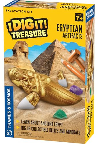 Thames & Kosmos I Dig It! Treasure – Egyptian Artifacts Excavation Kit | Explore Archaeology, Ancient Egypt & Hieroglyphics | Dig Out Collectible Relics & Minerals | Safe, Fun Educational Activity