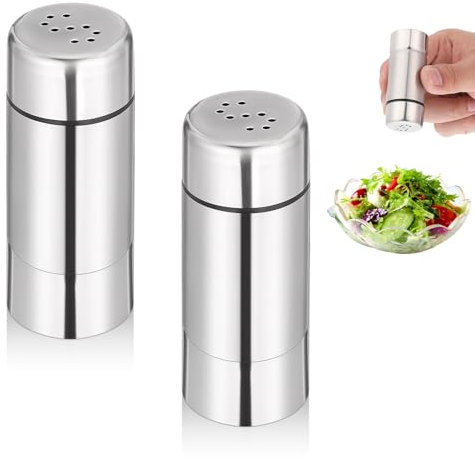 Yuanchu 2 Stück Edelstahl Salz und Pfefferstreuer, Klein Salzstreuer Gewürzstreuer Tragbar Salzstreuer und Pfefferstreuer Set Pfefferdose Salzflasche Gewürzglas für Haus Küche Restaurant BBQ