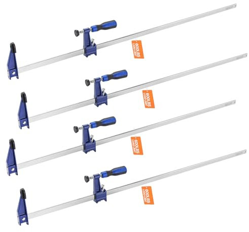 VEVOR Serre-Joints Verrouillable 4PCs Ouverture de la Mâchoire 91,4 cm, Pince Écarteur en F Capacité Max. 272 kg, Profondeur 6,35 cm, en Fonte et Acier au Carbone, Facile à Utiliser, pour Menuisier