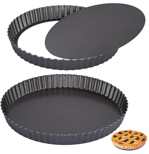 YONGIAGA Molde para Tarta Desmontable 2 Piezas (22cm+24cm) Molde Quiche Desmontable en Acero al Carbono, Antiadherente, Aptos Lavavajillas, para Tartas Dulces y Saladas