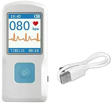 Koolenry Moniteur ECG Bluetooth Portable, Électrocardiogramme Visible, Moniteur ECG Numérique Multifonction à Écran Couleur PM10.
