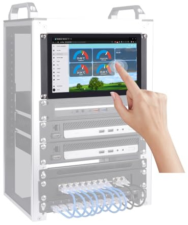 GeeekPi 9 tum 1280x720 LCD-pekskärm 3U rackmonitor för DeskPi RackMate T0/T1/T2/T0 Plus/T1 Plus serverkabinett
