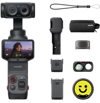 Insta360 Luna Ultra Pack Creator - Videocamera per vlog 8K con due obiettivi Leica, zoom 12x, sensore da 1, touchscreen rimovibile 2, triplo chip IA, videocamera gimbal tascabile per fotografia vlog