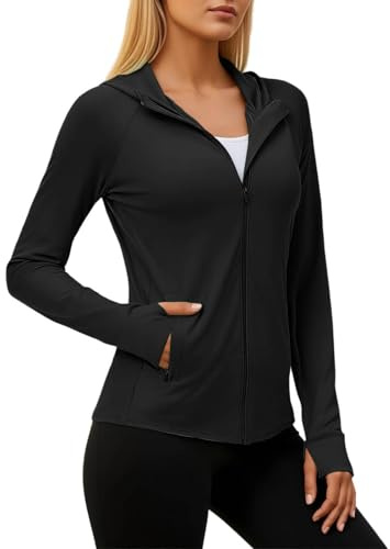 Generico Felpa Donna UV Donne Manica Lunga Maglietta - Felpa Leggera Zip per Protezione Solare con Tasche Giacca Sportiva Estiva da Donna Esterna Felpa Anti-UV per Fitness Corsa Trekking