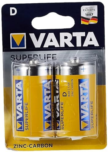 Varta Longlife 1,5 V, batterie mono zinco-carbone, confezione da 2
