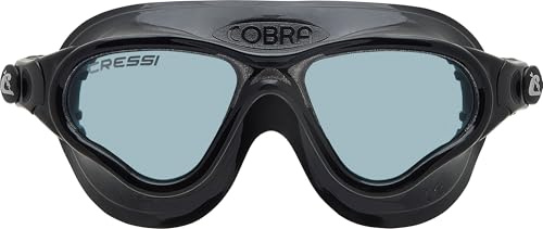 Cressi Cobra XP Swim Goggles, Black/Black, Tinted lens