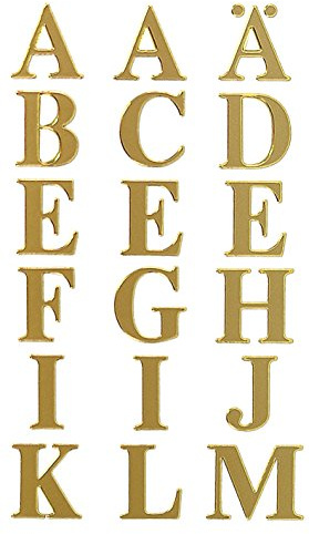 Avery Zweckform 59127 bokstavsetiketter, A-Z 16 mm (väderbeständig folie), 36 klistermärken bokstäver i guld