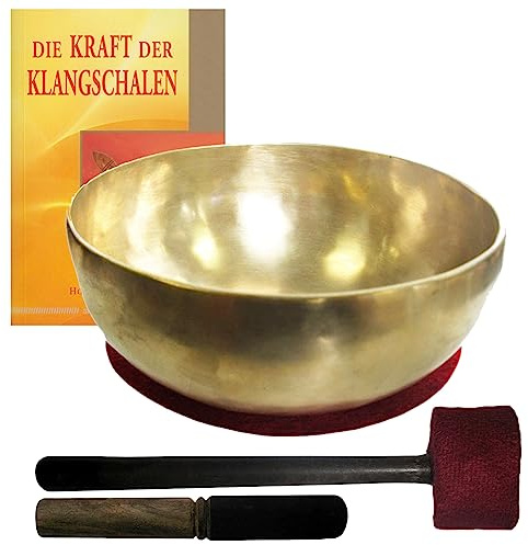 Therapie KLANGSCHALE ca. 900-1000g Handarbeit Nepal 5-tlg Klangmassage SET. GELENKSCHALE UNIVERSALSCHALE + Buch + 2 x Klöppel + ZUBEHÖR. 70215