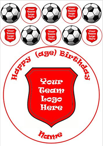 Your team logo football club 7.5 inch cake topper with 1.5 inch cupcake toppers edible icing