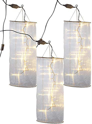 Lunartec Lichtschlauch Stoff: 3er-Set Organza-Lichterschlauch-Skulpturen mit 20 LEDs, 60 cm (Organza Stoff mit Lichterkette, Lampions, Weihnachten)