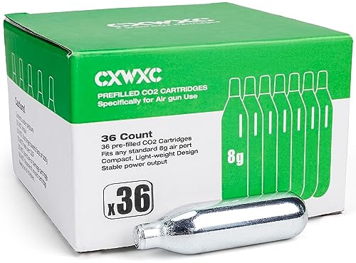 8 Gram/ 12 Gram CO2 Cartridges for Paintball - CO2 Cylinder CO2 Powerlet Cartridges for Airsoft, Air Gun, Pepper Gun P2P HDP 50 Compact(8G-36PC)