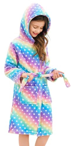 Piefry Peignoir à Capuche Doux pour Filles Molleton Robe de Chambre Vêtements de nuit Enfants
