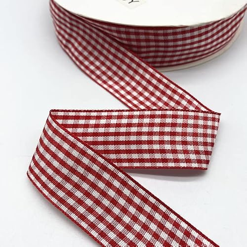 Sömnadsband, band, sömnadsband, satinband, 5 yards 25 mm plädat bomullsband Bröllop Juldekoration DIY sömnadstyg Handgjort rosettband Blomma presentförpackning (färg: 52) (Size : 54)