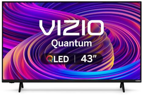 VIZIO 43-inch Quantum 4K QLED HDR Smart TV w/Dolby Vision HDR, 120fps @1080p PC Gaming, WiFi 6, Bluetooth Headphone Capable, Apple AirPlay, Google Cast Built-in (VQD43M-0801, New)