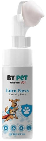 BYPET Schäumendes Pfotenreiniger für Hunde und Katzen, Katzenpfoten Hundepfoten Reiniger, Haustier-Shampoo, Pfotenpflege, Hundepfotenbürste (150 ml)