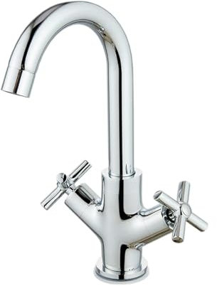 Eovem Basin Mixer Tap Dual Cross Lever Bathroom Basin taps 360° Swivel Spout Basin Sink Mixer Tap,Chrome