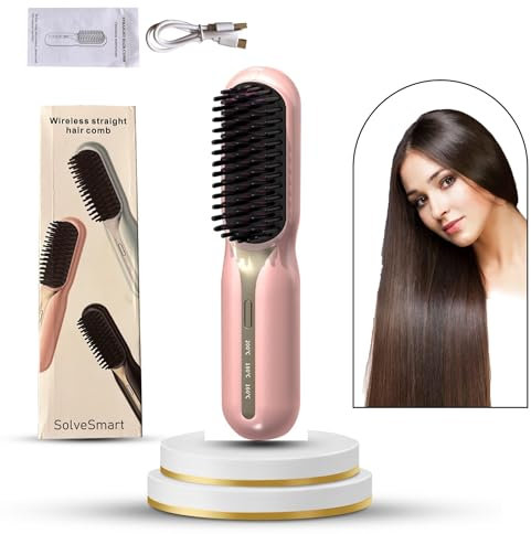 Upgraded Cordless Hair Straightener Brush, Portable Mini Straightening, Lightweight, Multifunctional Comb -Professional Negative Ion Anti-Scalding Styling for Women, Beard Straightener for Men