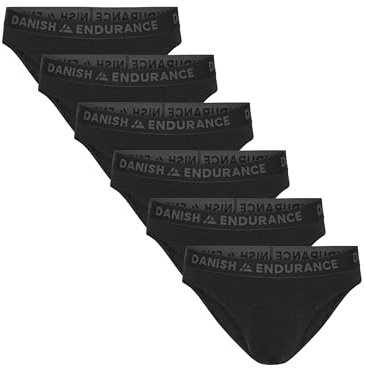 DANISH ENDURANCE Slip Uomo bambù Senza Etichetta, Mutande Uomo Ultra Morbide e Traspiranti, 6 Paia, Nero, L