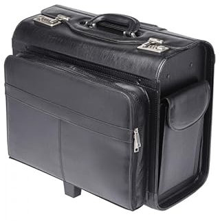 Modern Design Business Travel Trolley, Telescopic Handle, Twin Lock Mechanism Lightweight Laptop Bag with Quick-Rolling Wheels and Easy-Access Front Pocket - fits Laptops up to 50cm, Black